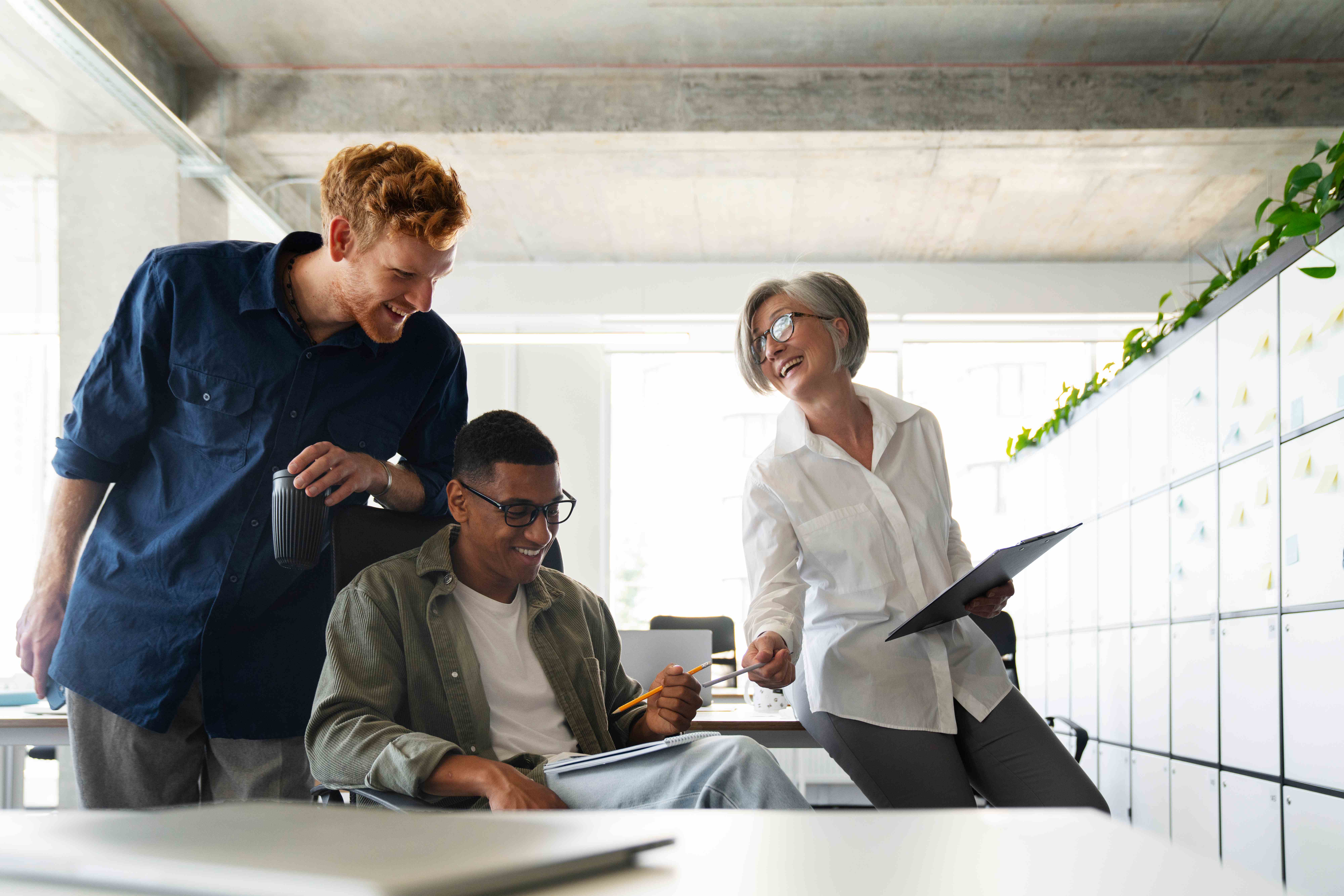 Team collaborating in a modern office